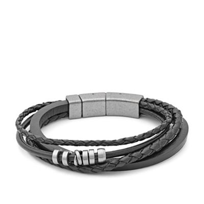 Gents black multi wrap bracelet